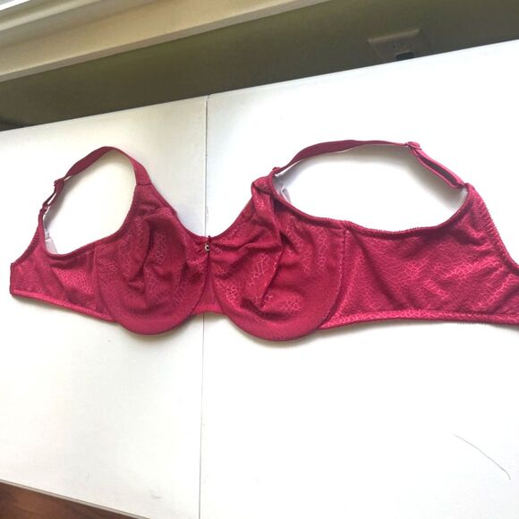 Chantelle Bra 42 F (DDD) Red Full Coverage Underwire Magnifique Minimizer Plus S - Picture 7 of 15